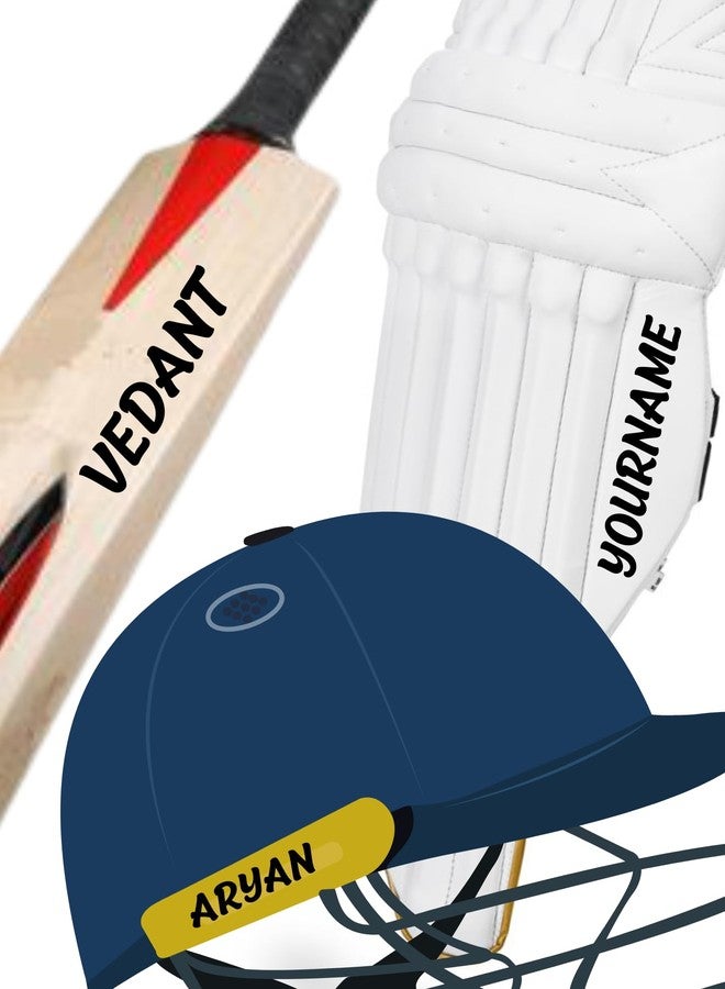 Yellow Nuts Cricket Bat Stickers 30 Pcs Personalize Name Stickers 30 pcs Sprts Kit Bag Gear L Guard Hammer Helmet Waterproof Labels - Image 1